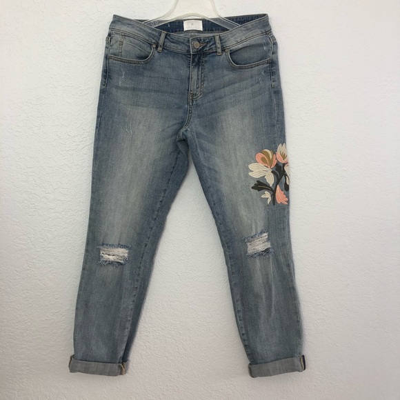 Caslon Denim - Nordstrom Caslon Floral Embroidered Boyfriend Jean